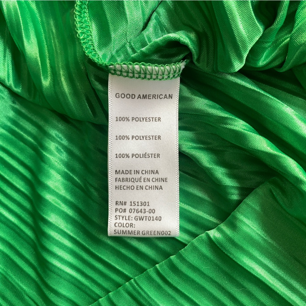 GOOD AMERICAN Always Fits Plisse Shirt Green Size 5/6 XXL - Picture 6 of 8